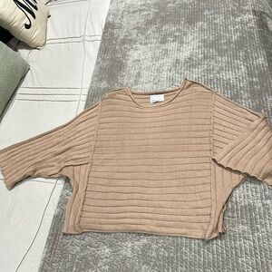 Boutique raw edge Wide ribbed sweater- L